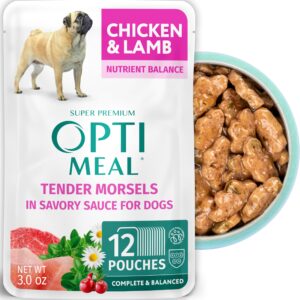 optimeal® tender morsels with chicken & lamb in savory sauce adult dog food