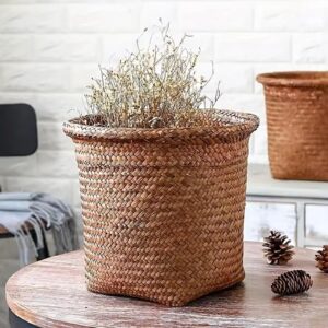 generic rattan trash basket can,woven waste storage basket,handmade wicker waste basket storage,round rattan basket,small office rubbish cans for bedroom bathroom kitchen office table