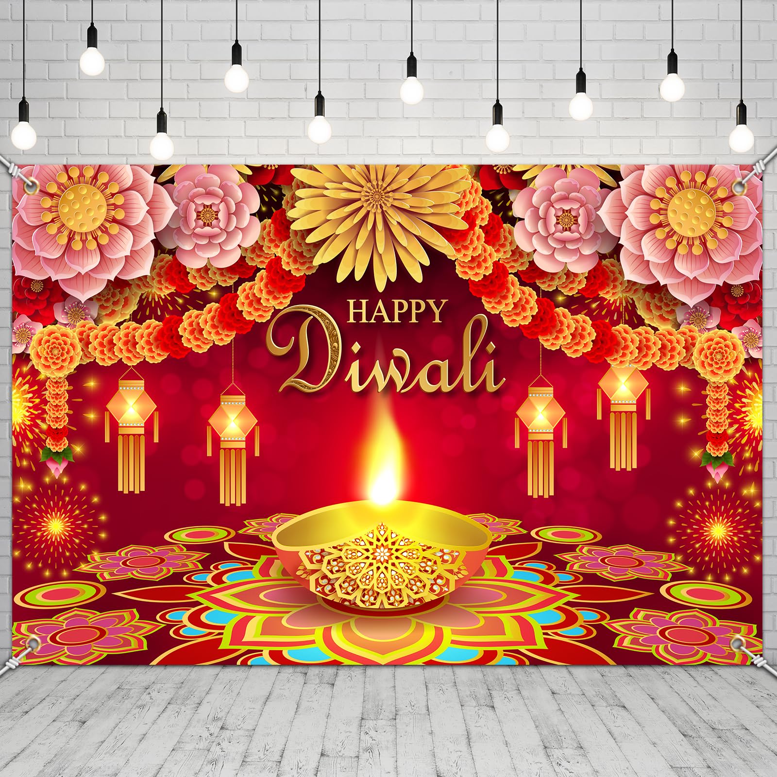 Diwali Backdrop, Happy Diwali Banner Festival of Lights Diwali Decorations Backdrop Diwali Banner of India Light Festival Diwali Celebration Party Supplies Diwali Decorations for Home