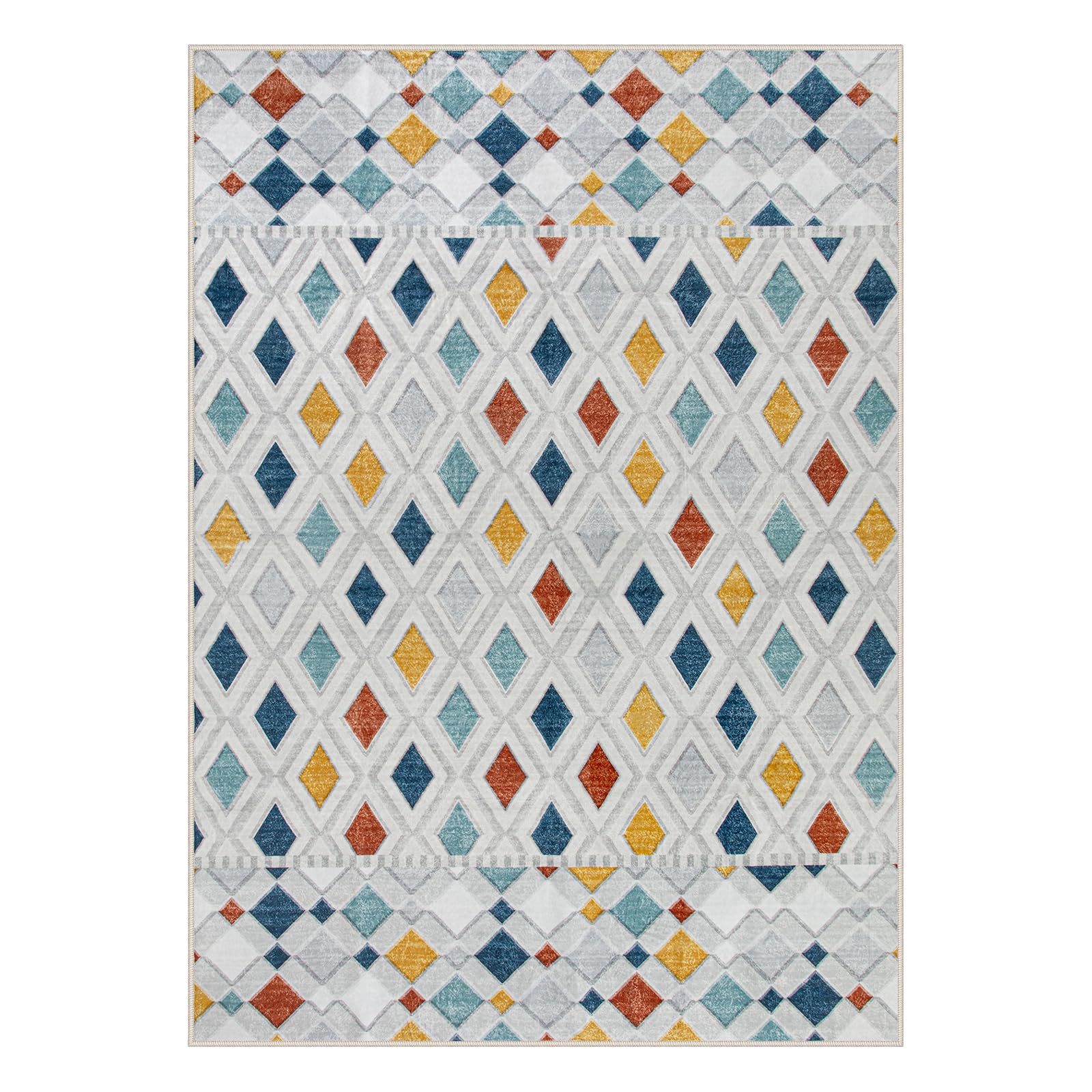 Lahome 5x7 Boho Checkered Area Rug, Geometric Trellis Modern Rug for Nursery, Soft Non Slip Washable Rugs for Hardwood Floors Bedroom Sunroom