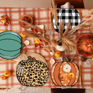 HAKOTI 40Pcs Fall Pumpkin Paper Plates - Thanksgiving Party Supplies Fall Thanksgiving Harvest Party Tableware Decoration Orange Pumpkin Shape Plates for Autumn,Halloween Holiday Party