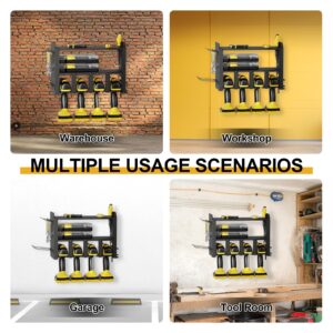 Exqutoo Power Tool Organizer, Wall Mount 3-Layer Metal Tool Shelf with 6 Hooks, Drill Holder Tool Organizers Storage Rack, Screwdriver Holder, Black