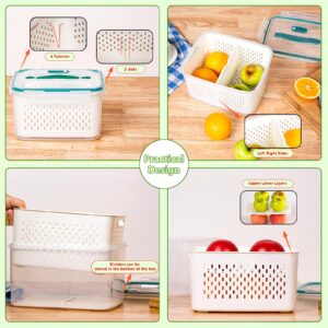 5 PCS Fruit Storage Containers for Fridge Leakproof Food Storage Containers with Removable Colander Label and Pen BPA-Free Fruit Containers for Fridge Keep Fruits, Vegetables, Meat Fresh longer