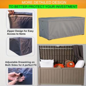 Deck Box Cover, Outdoor Large Storage Box Cover 150 Gallon Deck Box Dust Cover Heavy Duty 600D Oxford Fabric Patio Furniture Cover, Rain, Dust, UV, Wind, Snow Resistant, 62 x 25 x 28 Inches