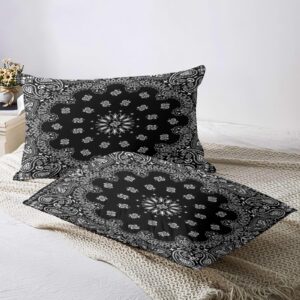 Denorn Black Paisley Bandana Bedding Sheet Bed 3-Pieces Duvet Cover Set Comfy 2 Pillowcases Queen(90"×90")