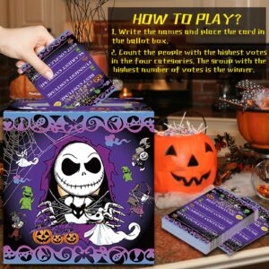 YNOUU Nightmare Before Christmas Party Ballot Kit Box with 50pcs Voting Cards Halloween Party Supplies Costume Contest Ballot Box for Halloween Party Home Office Game