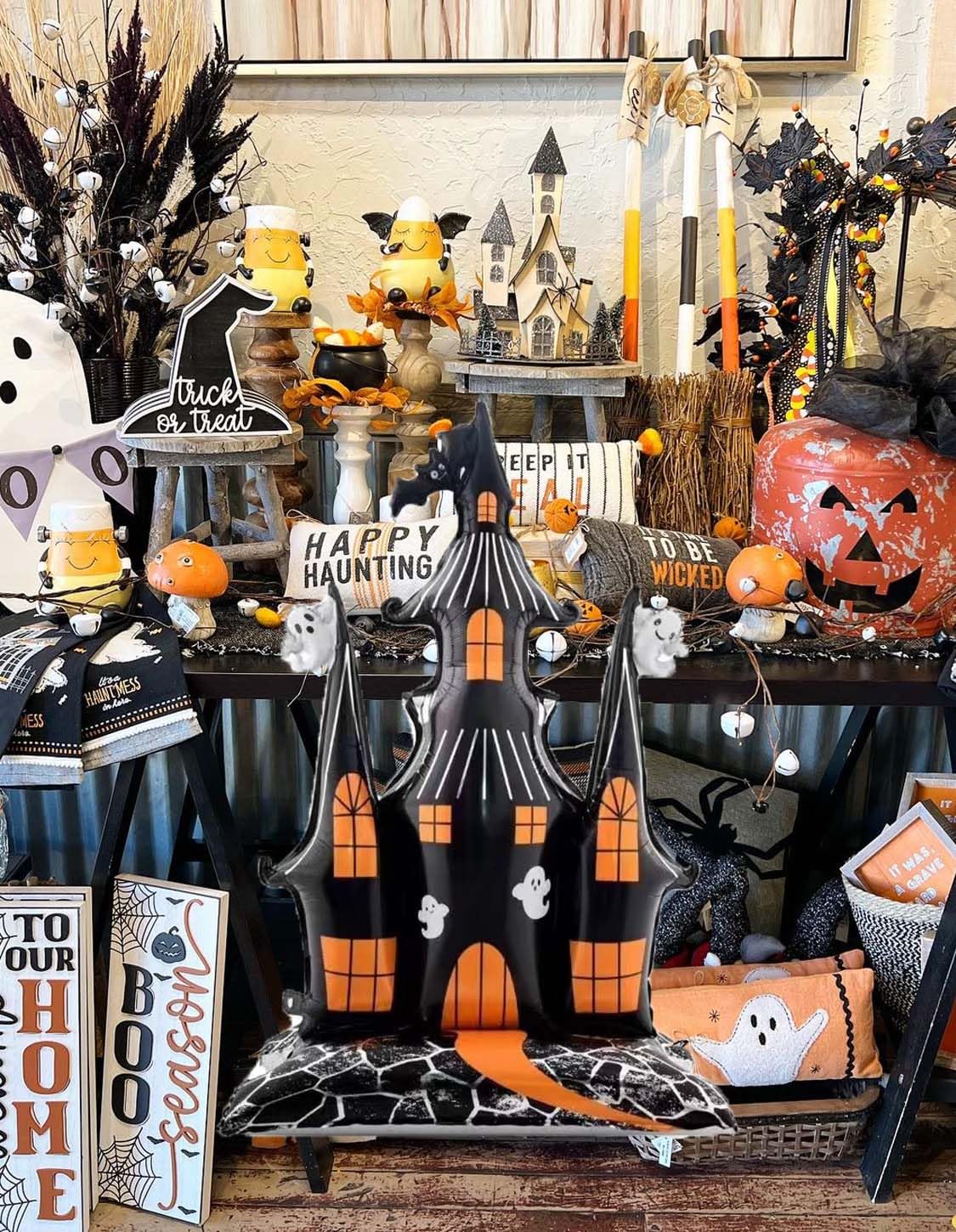 Large Size Halloween Balloons, 1pc huge castle balloon for Halloween foil balloons Celebration Party Bar Anniversary Graduation Decoration Indoor Outdoor