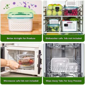 5 PCS Fruit Storage Containers for Fridge Leakproof Food Storage Containers with Removable Colander Label and Pen BPA-Free Fruit Containers for Fridge Keep Fruits, Vegetables, Meat Fresh longer