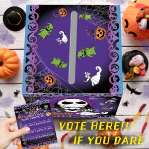 YNOUU Nightmare Before Christmas Party Ballot Kit Box with 50pcs Voting Cards Halloween Party Supplies Costume Contest Ballot Box for Halloween Party Home Office Game