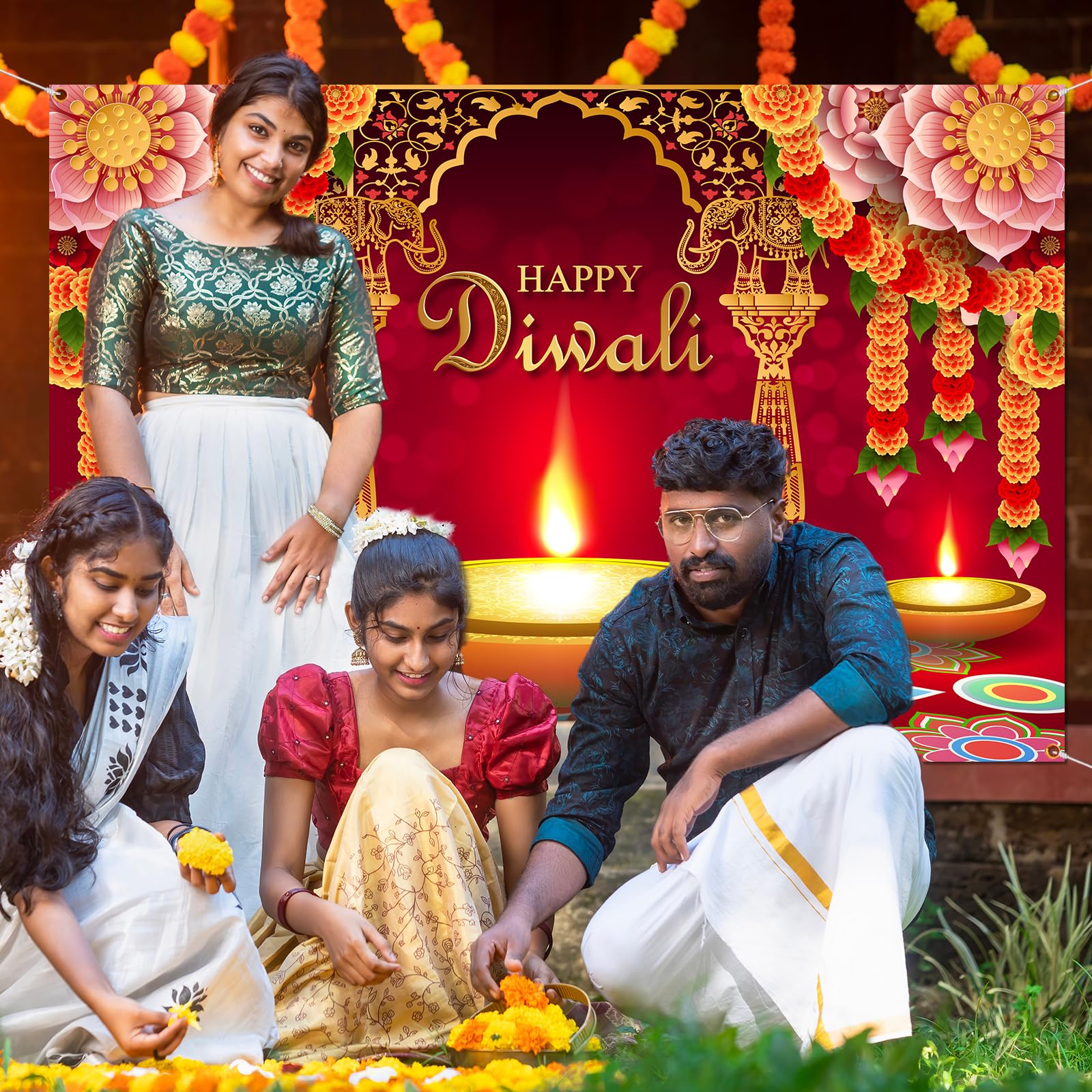 Happy Diwali Backdrop Happy Diwali Banner Diwali Decorations for Home Diwali Banner Backdrop Festival of Lights Banner Deepavali Decorations Diwali Photo Booth Props Diwali Decorations