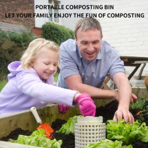 Underground Worm Farm, Garden Mini vermicomposting bin for use in Outdoor Gardening from Kitchen Food Waste, with Holes and lid, White (10.2x4.3x4.3IN)