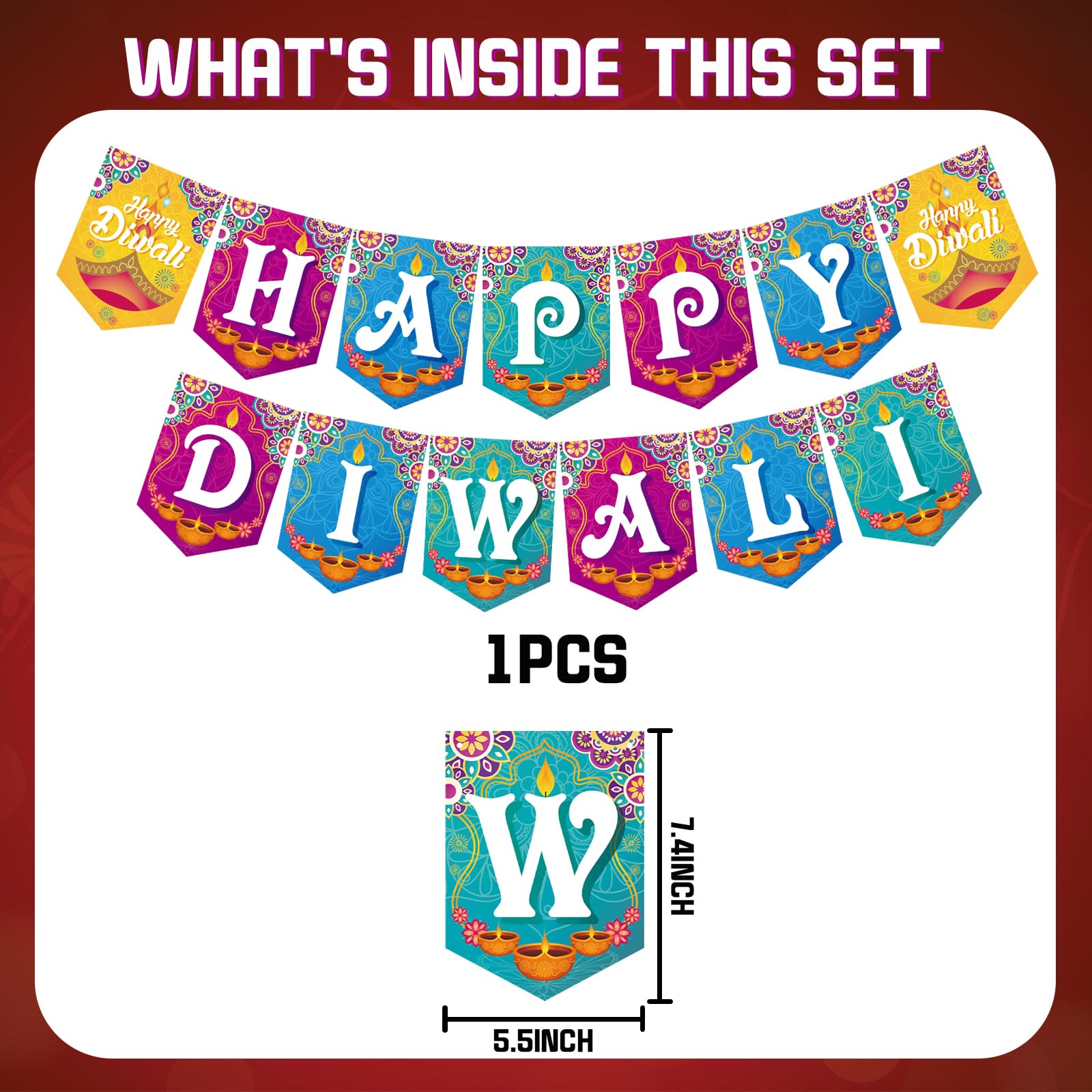 Diwali Decorations,Happy Diwali Banner with Diwali Hanging Swirls Decorations for Indian Diwali Festival Party Decoration Kit for Home.