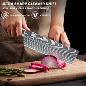 MDHAND 7" Nakiri Knife - Ultra Sharp Meat Cleaver Knife and Kitchen Knife, High Carbon Stainless Steel, Chef Knife for Home and Kitchen with Ergonomic Pakkawood Handle, Gifts for Women and Men