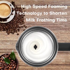 Casimhu Milk Frother Electric, 4-in-1 Milk Frother and Steamer Stainless Steel, 10.6oz Large Capacity, Warm and Cold Foam Maker, Automatic Milk Warmer for Coffee (polished)