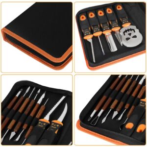 YUYUNLOMN Halloween Pumpkin Carving Tool kit, 13-Piece Professional Stainless Steel Pumpkin Cutting & Carving Set with 10 Templates, Carrying Bag - Perfect for Family Fun Time During Halloween