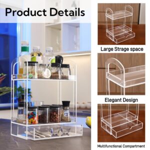 WGF 2-Tier Bathroom Counter Organizer with Drawer, Acrylic Bathroom Organizer, Makeup Organizer Countertop, Multi-Purpose Vanity Organizer, Kitchen Organizer, Versatile for Bathroom Vanity Kitchen