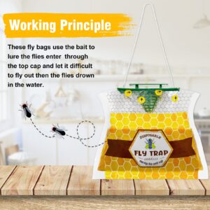 Dwcom 4 Pack Big Fly Bag with Bait, Effective Fly Killer, Fly Traps Outdoor, Hanging Mosquito Catcher for Indoor/Outdoor Family Farm, Orchard