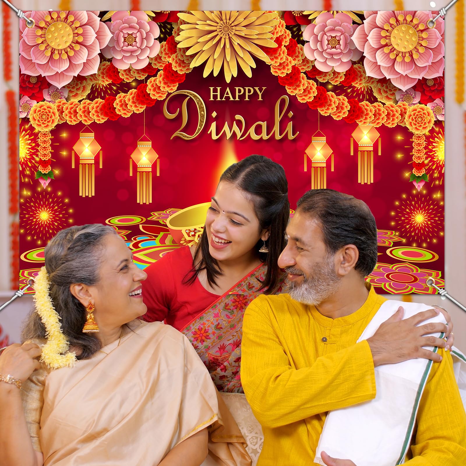 Diwali Backdrop, Happy Diwali Banner Festival of Lights Diwali Decorations Backdrop Diwali Banner of India Light Festival Diwali Celebration Party Supplies Diwali Decorations for Home