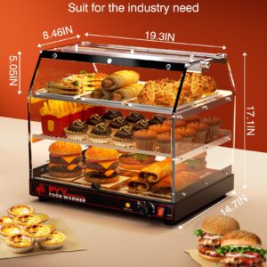 PYY Commercial Food Warmer Display - Countertop Hot Box Warming Cabinet for Restaurant Party Buffet, 3-Tier Electric Heating Case with Dual Insulated Door Suit for Pizza Hamburger, Black