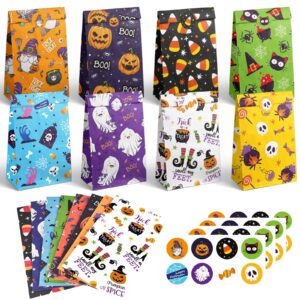 elunpoe 32pcs halloween treat bags goodie bags, candy bags for trick or treat, perfect halloween party favor paper bags for snacks, gift bags, and party supplies