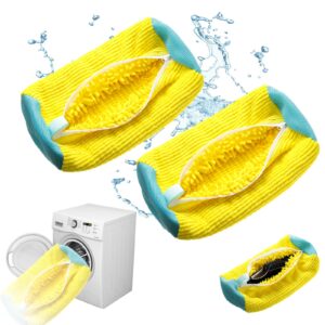 shoe washing bag for washing machine, laundry shoe bag for washer dryer, reusable zipper shoe washing bag sneaker cleaning bag 2pcs