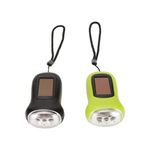 2pcs hand crank flashlight portable rechargeable lightweight black green solar powered flashlight for home, emergency use, camping, office, outdoor activities, etc