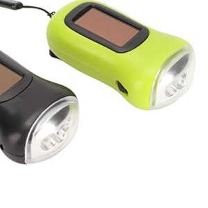 2pcs Hand Crank Flashlight Portable Rechargeable Lightweight Black Green Solar Powered Flashlight for Home, Emergency Use, Camping, Office, Outdoor Activities, Etc