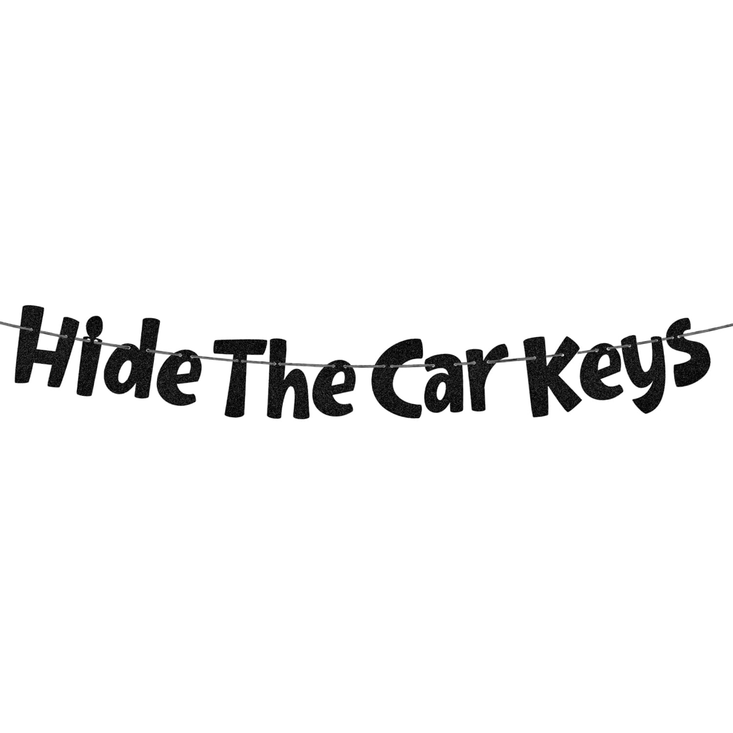 Hide the Car Keys Banner, Black Glitter 16th Birthday Banner Pre-Threaded 16 Birthday Party Supplies Funny 15th Birthday Decorations for 15 Boys & Girls