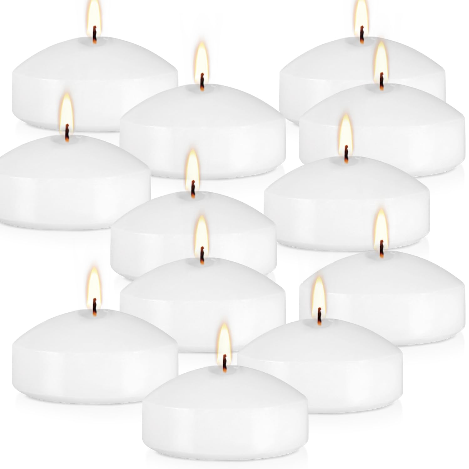 12 Floating Candles, Smoke-Free and odorless, Burning continuously for 8-10 Hours, White, 3-inch Floating Candles, Suitable for Valentine's Day, Weddings, Holidays, Home Decoration