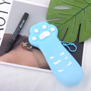 MXXGMYJ Silicone Pencil Case for Women Cute Cat Pencil Cases Small Paw Print Shaped Pencil Bag for Men Blue Pencil Pouch Aesthetic Portable Pencil Holder Pouch Kawaii Pen Bag for Daughter Son