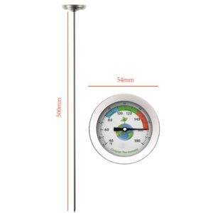 QIXIAMO 50cm Stainless Steel Compost Soil Thermometer Celsius Measuring Arden 40-180℉, 500mm, Silver