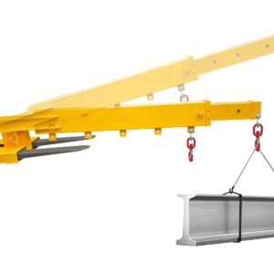 TROPOW Fork Mounted Adjustable Hoist Jib Boom Crane, Adjustable Telescopic Forklift Jib Boom Crane with Two 3 Tons Swivel Hooks, 6000 LBS Lift Capacity Forklift Crane for Warehouse or Factories