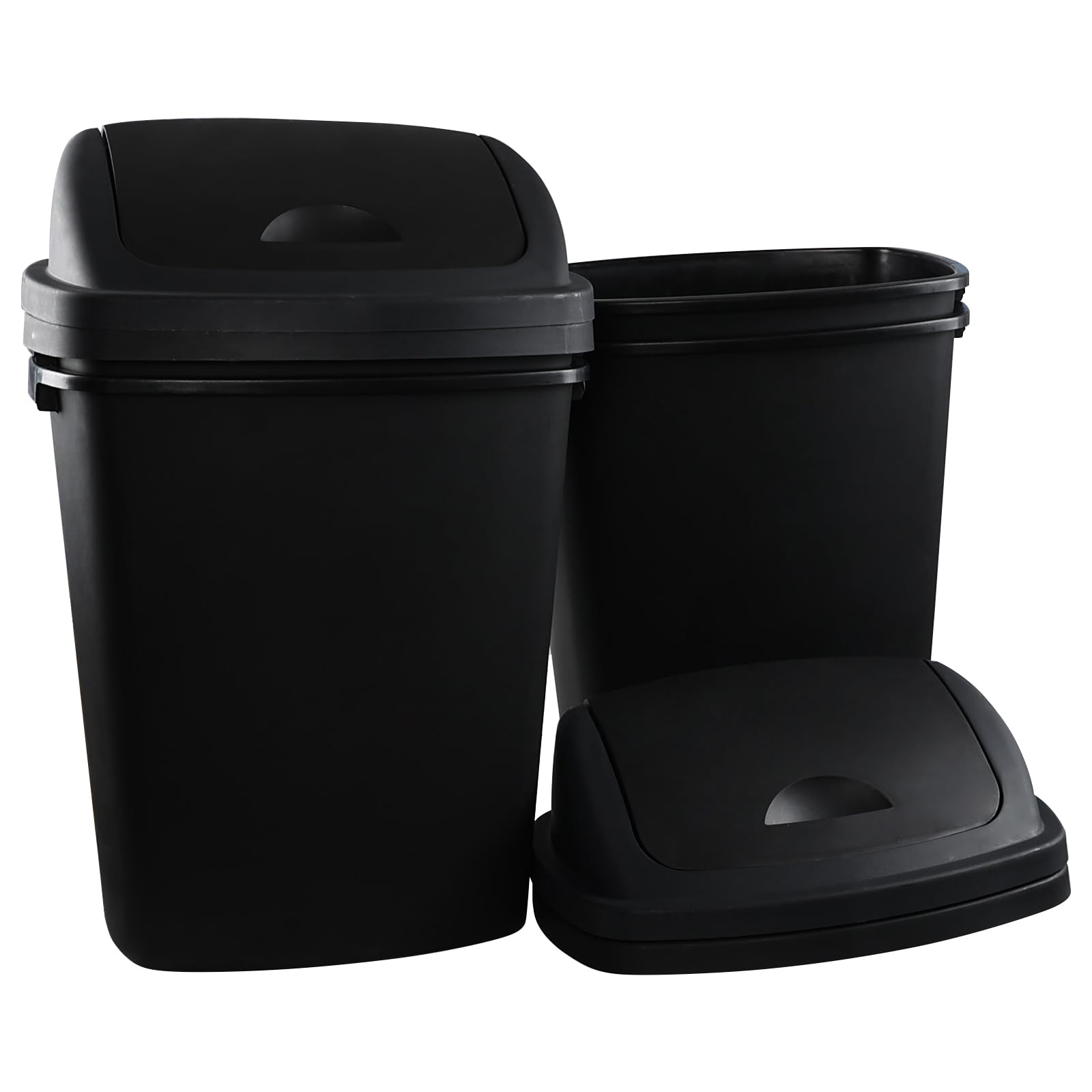 EudokkyNA 4 Pack 18.5 Gallons Large Garbage Bin with Lid, Black Swing Top Trash Can