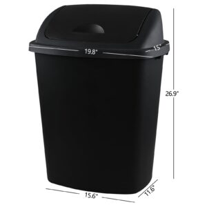 EudokkyNA 4 Pack 18.5 Gallons Large Garbage Bin with Lid, Black Swing Top Trash Can