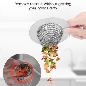 1Pack Kitchen Sink Drain Strainer for Easy Clean Large Basket & 1Pack Bathtub Drain Hair Catcher, Wokdada Fast Drainage Shower Drain Hair Catcher