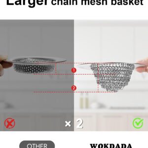 1Pack Kitchen Sink Drain Strainer for Easy Clean Large Basket & 1Pack Bathtub Drain Hair Catcher, Wokdada Fast Drainage Shower Drain Hair Catcher