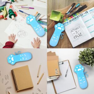 MXXGMYJ Silicone Pencil Case for Women Cute Cat Pencil Cases Small Paw Print Shaped Pencil Bag for Men Blue Pencil Pouch Aesthetic Portable Pencil Holder Pouch Kawaii Pen Bag for Daughter Son