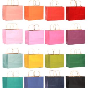 qiqee 13"x4.5"x10" Large Gift Bag with Handles Bulk 32PCS Gift Paper Bags 16 Different Senior Color Bags Multiple Uses (Wide Large)