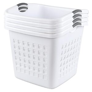 saedy 4 pack large plastic laundry baskets, white clothes hamper for laundry