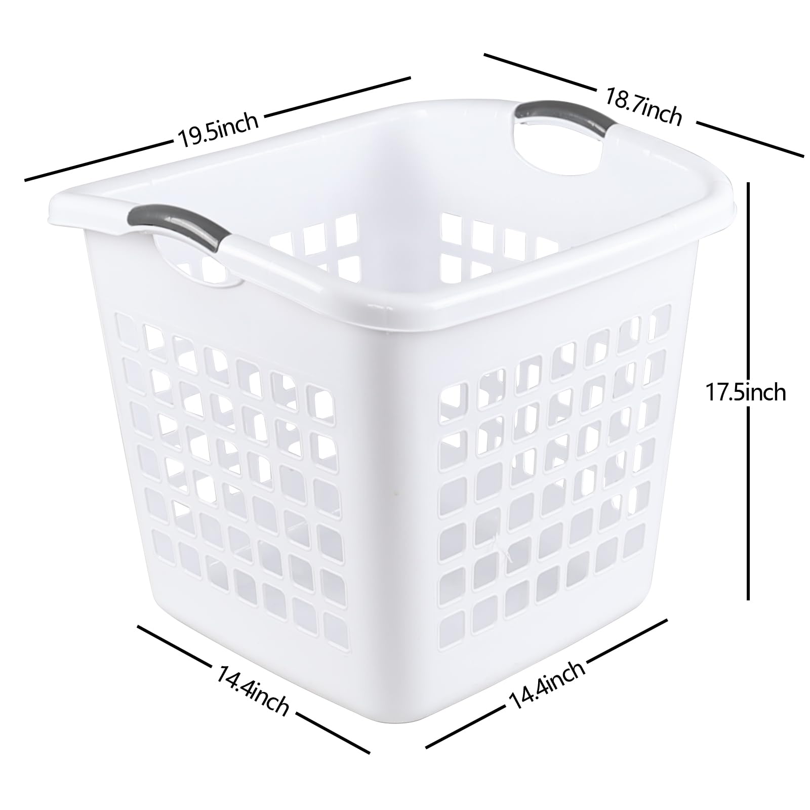 Saedy 4 Pack Large Plastic Laundry Baskets, White Clothes Hamper for Laundry