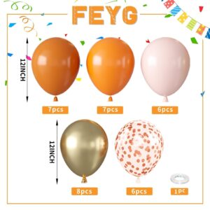 Fall Balloons,12 Inch Orange and Sand Gold Balloons with Gold Confetti Balloons,for Birthday little cutie baby shower Wedding thanksgiving Party Decorations