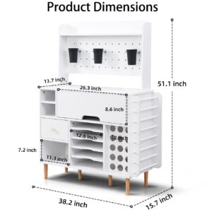 Cooday Craft Organization and Storage Cabinet Compatible with Cricut Machines, Craft Table with Storage for Adults, Crafting Desk with Power Outlet,Pegboard, Vinyl Holders