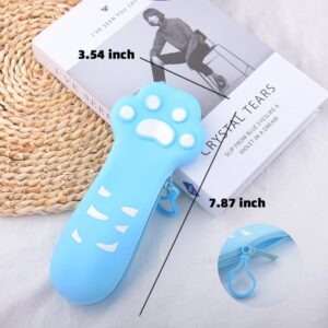 MXXGMYJ Silicone Pencil Case for Women Cute Cat Pencil Cases Small Paw Print Shaped Pencil Bag for Men Blue Pencil Pouch Aesthetic Portable Pencil Holder Pouch Kawaii Pen Bag for Daughter Son