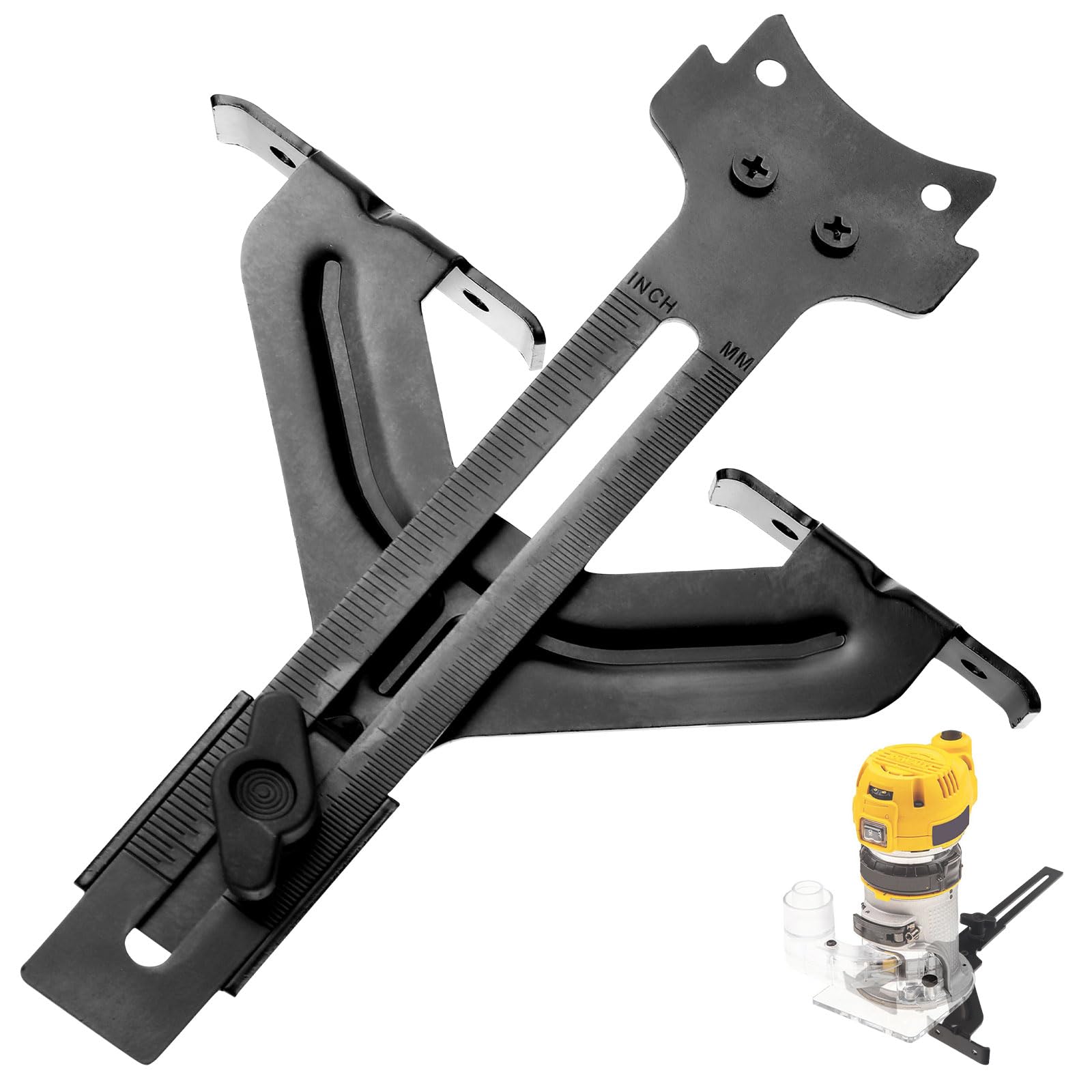 DNP618 Edge Guide for Fixed Base Compact Router, Compatible With DEWALT DWP611 Router, PORTER-CABLE 450 & 451-Adjustable for Quick Attachment To Router Mounting Base, Fits Router DCW600B, DW6913. etc