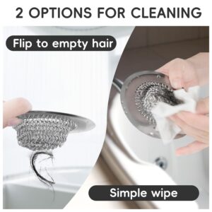 1Pack Kitchen Sink Drain Strainer for Easy Clean Large Basket & 1Pack Bathtub Drain Hair Catcher, Wokdada Fast Drainage Shower Drain Hair Catcher