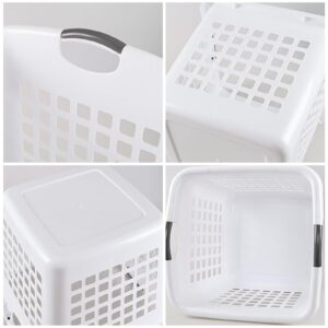 Saedy 4 Pack Large Plastic Laundry Baskets, White Clothes Hamper for Laundry