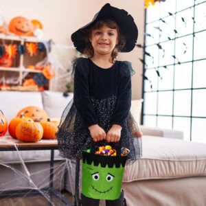 Hutuzldz Halloween Trick or Treat Candy Bags LED Light Up Pumpkin Bucket, Collapsible Reusable Candy Basket, Fabric Tote Gift Goody Bags for Kids Halloween Party (Orange)