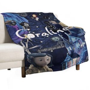 CHALAJIG Super Soft Flannel Coraline Blanket Decorative Bedroom Living Room Suitable for Kids/Adult Blanket, Style