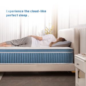 Rimensy Queen Mattress, 12 Inch Hybrid Mattress in a Box, Gel Memory Foam Mattress, Individually Wrapped Pocket Coils Innerspring Mattress, Support & Pressure Relief, Medium Firm Feel, 60"*80"*12"