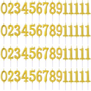 56 pcs gold number birthday candles bulk cake toppers candles for 1st birthday to 18th birthday decoration wedding anniversary party celebration baby showers